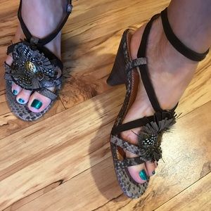 New with box Bacio 61 Tombolo 8-1/2 snakeskin leather criss cross ankle sandals